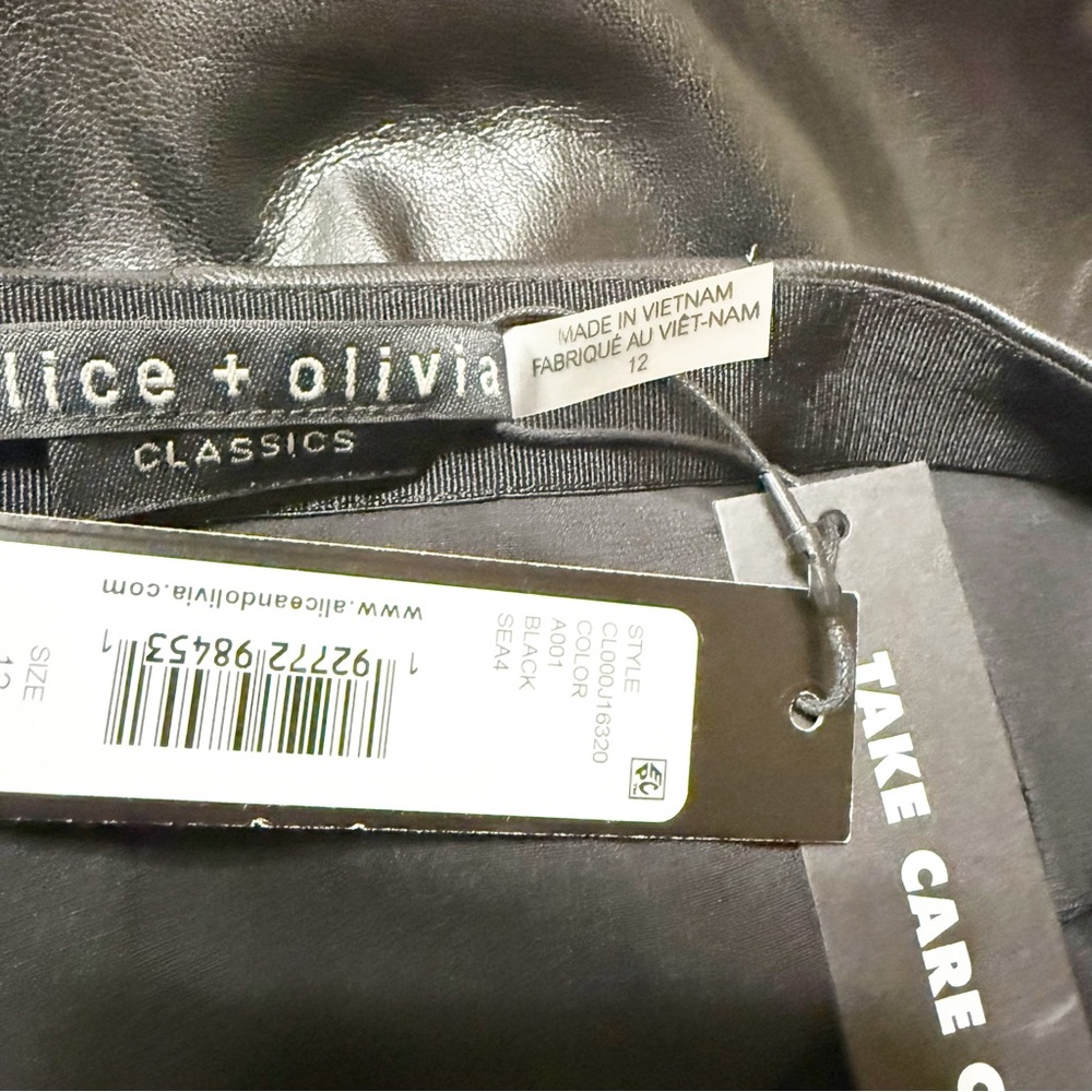 ALICE + OLIVIA Siobhan Vegan Faux Leather Wrap Mini in Black size 12 $250 MSRP - Picture 11 of 12